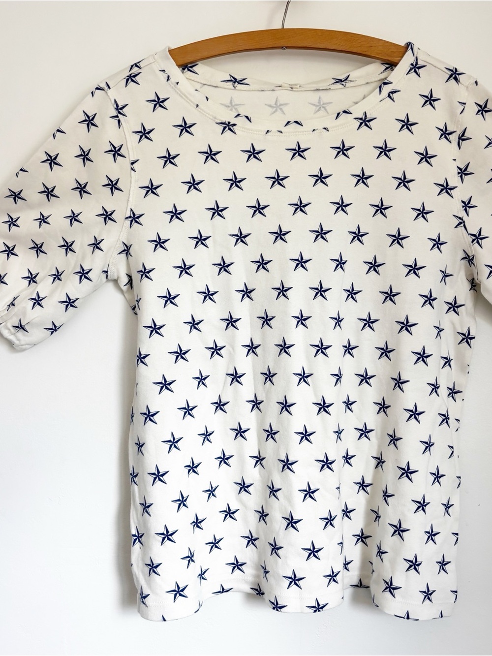 kate & quinn womens half sleeve gathered top star organic S fits M-L 4th of July